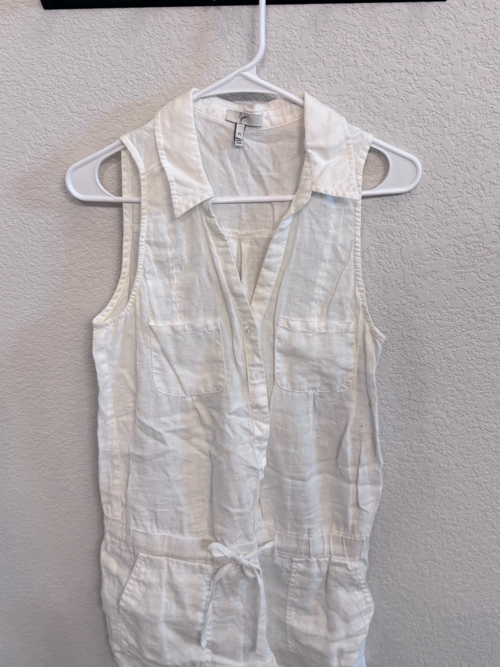 Joie White Sleeveless Linen Button-Front Coverup